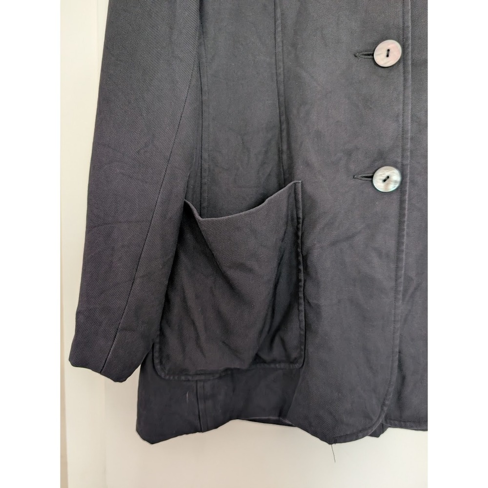 Vintage Black 100% Silk Blazer 90s Minimalist Fluid Classic Work CBK Timeless - Picture 5 of 8